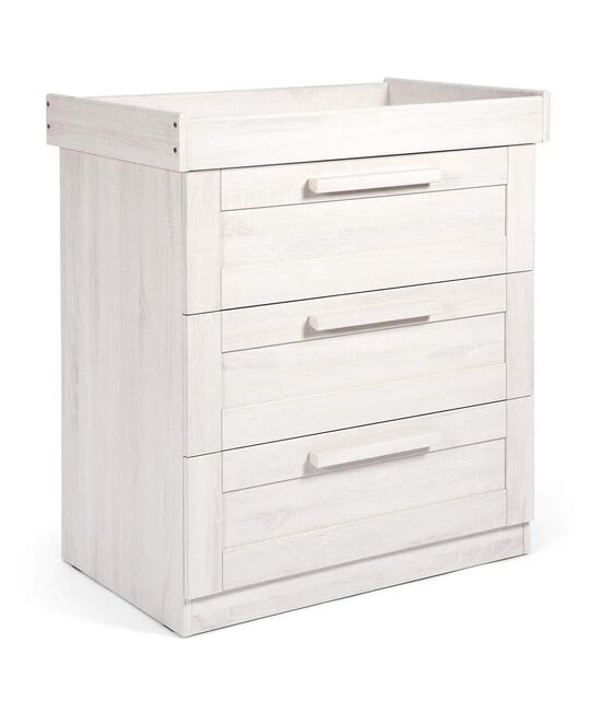 Atlas 4 Piece Cotbed with Dresser Changer, Wardrobe, and Essential Pocket Spring Mattress Set- White image number 7
